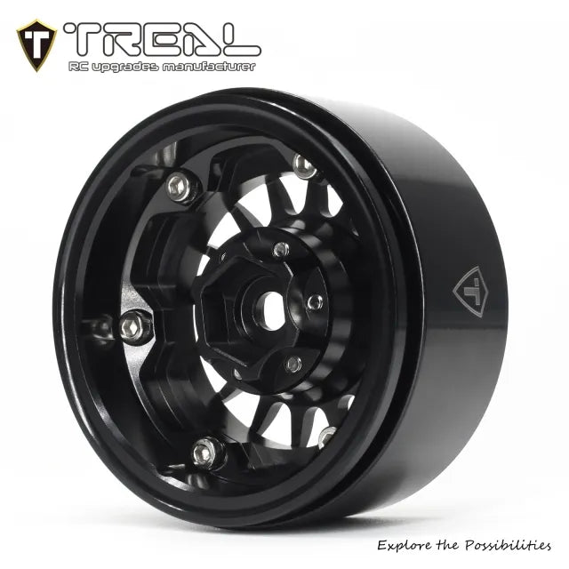 TREAL 1.9 Beadlock Wheel Rims Heavy Duty Multi Spoke CNC 1.9 Inch Wheels(4P) for 1:10 RC Crawler TRX-4 SCX10 III SCX10 PRO SCX10 II -Type N