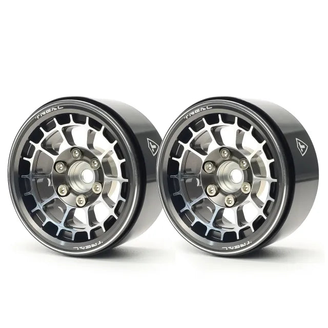 TREAL 1.9 Beadlock Wheels Stylish Cobweb Design 1.9 Wheel Rims(2P) CNC Machined Aluminum Anodized Finish Upgrades for 1/10 RC Crawlers TRX4 SCX10 III Type A