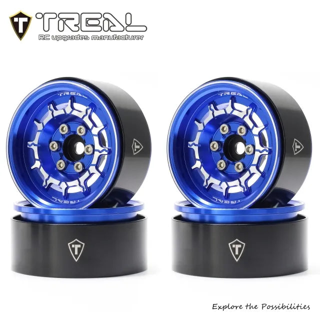 TREAL 1.9" Beadlock Wheel Rims (4pcs) for 1:10 RC Crawler Axial SCX10 III SCX10 II TRX-4 RC Car -Type M (v2)