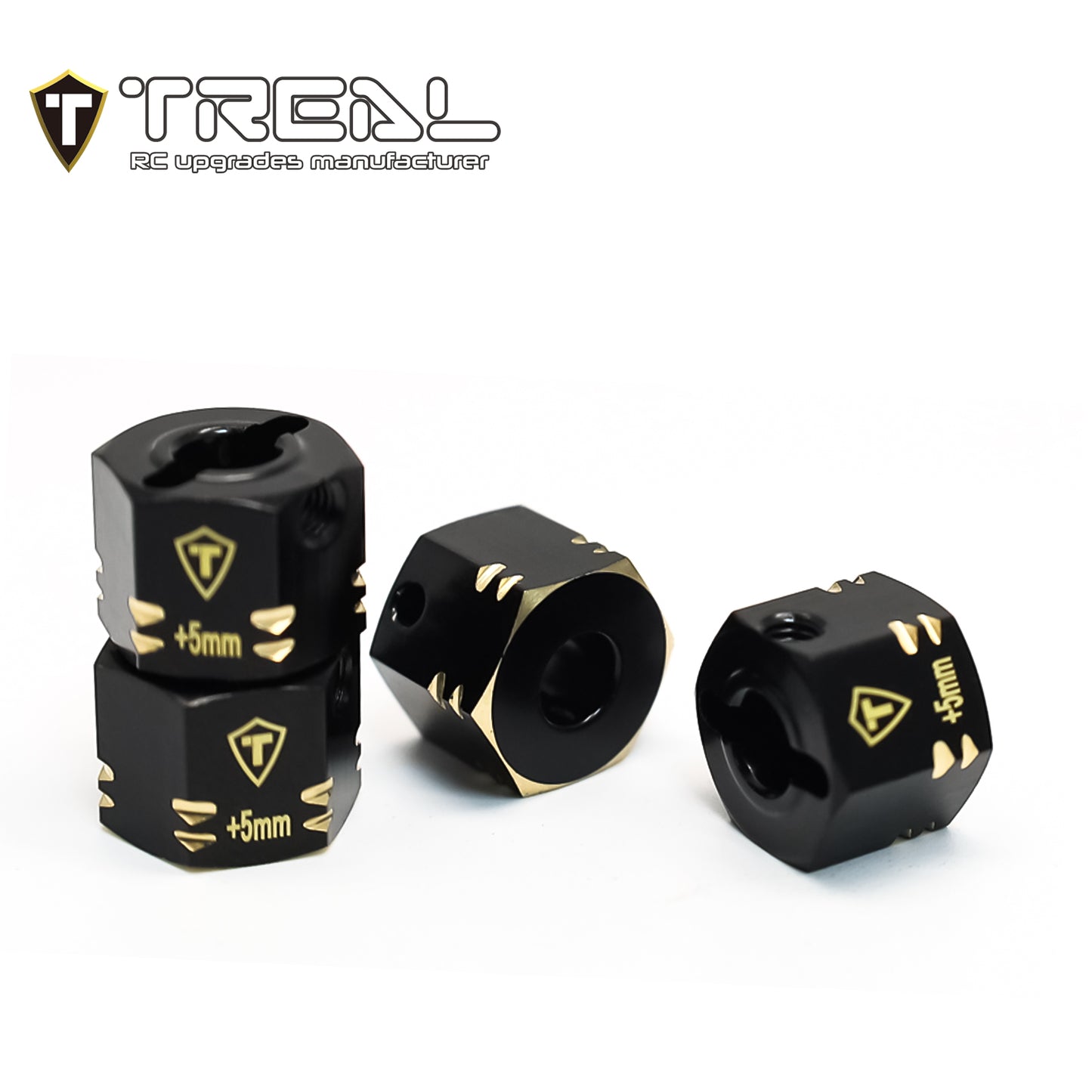 TREAL Brass 12mm Wheel Hex Adapters Extended(4pcs) for 1/10 RC Crawler Axial SCX10 PRO SCX10 III, SCX10 II ,Capra (Height:10mm)