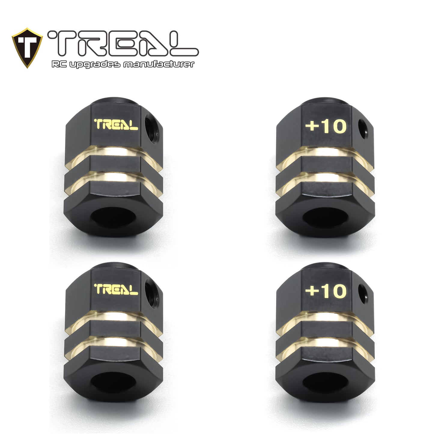 Treal Brass Extended Wheel Hubs Hex Pins Blackening 4pcs-Set for TRX-4 RC Car +10mm Black