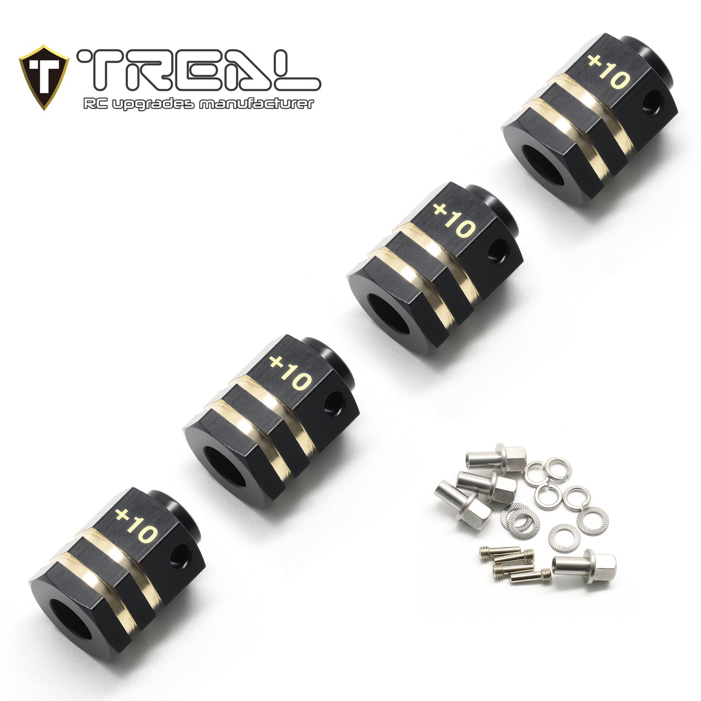 Treal Brass Extended Wheel Hubs Hex Pins Blackening 4pcs-Set for TRX-4 RC Car +10mm Black