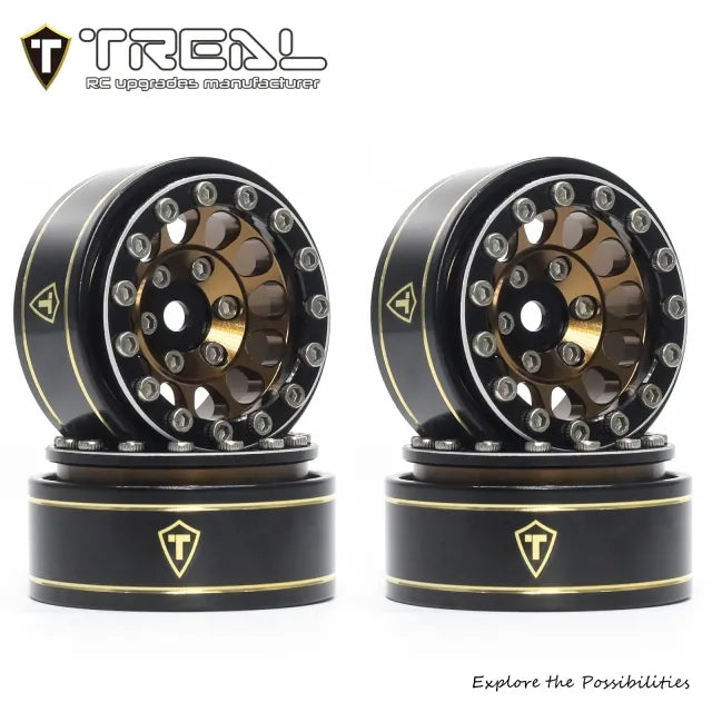 TREAL 1.0 Beadlock Wheels 12 Spokes Classic Rims (4P) for SCX24 AX24 FCX24 TRX4M 1/24 1/18 Crawler Car-Type I