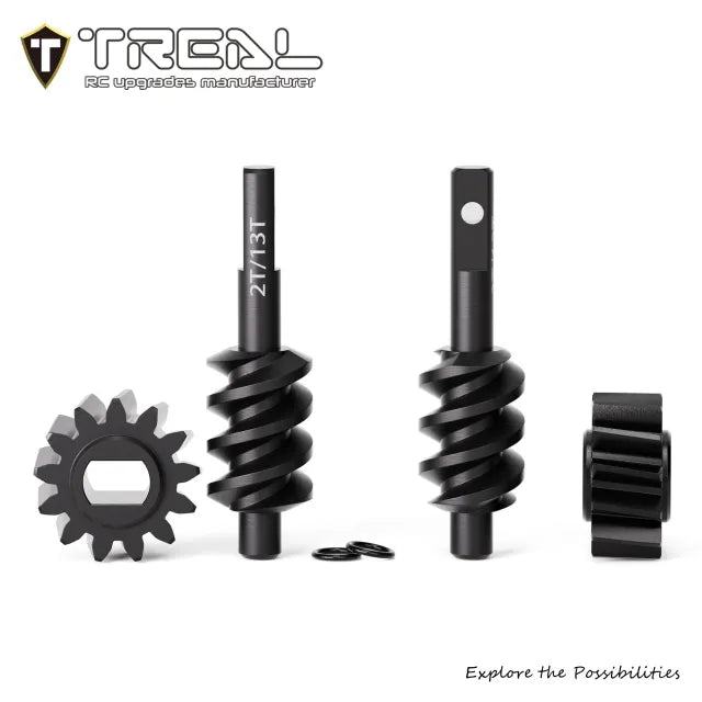 TREAL Harden Steel 2T/13T Axle Worm Gears Set(2) for 1/30 Axial SCX30, Overdrive 23%
