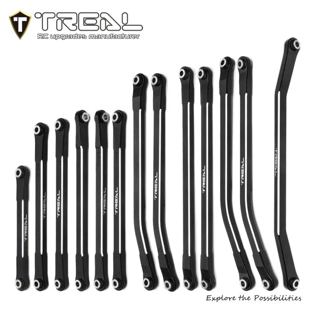TREAL SCX10 PRO Links Set Aluminum 7075 CNC Machined Lower Upper Steering Linkages (13pcs) Upgrades Parts