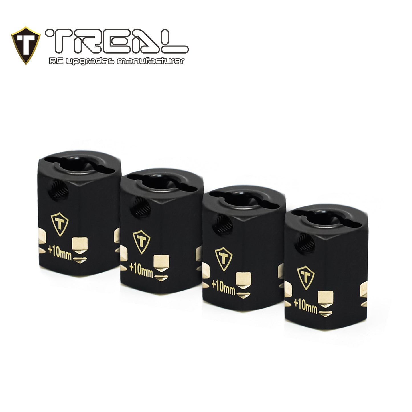 TREAL Brass 12mm Wheel Hex Adapters Extended(4pcs) for 1/10 RC Crawler Axial SCX10 PRO SCX10 III, SCX10 II ,Capra (Height:15mm)