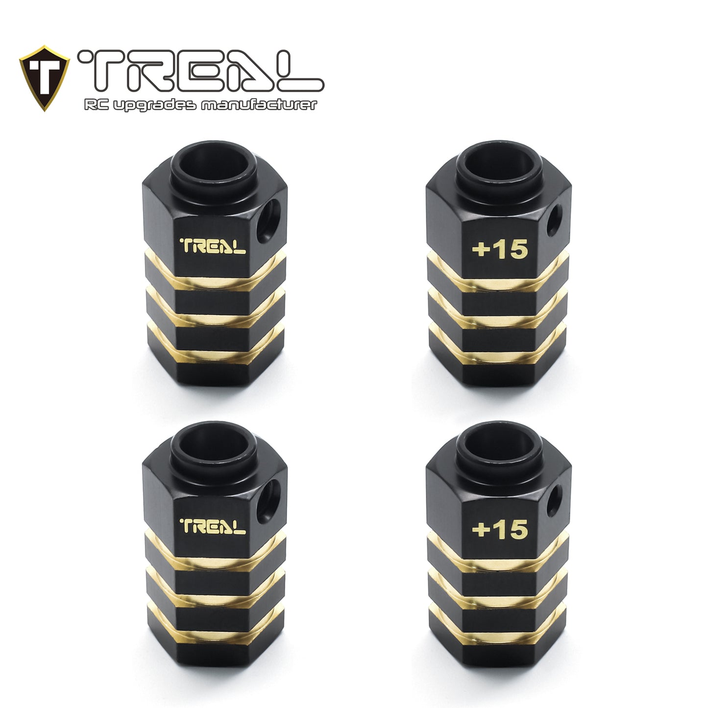 Treal Brass Extended Wheel Hubs Hex Pins Blackening 4pcs-Set for TRX-4 RC Car +15mm