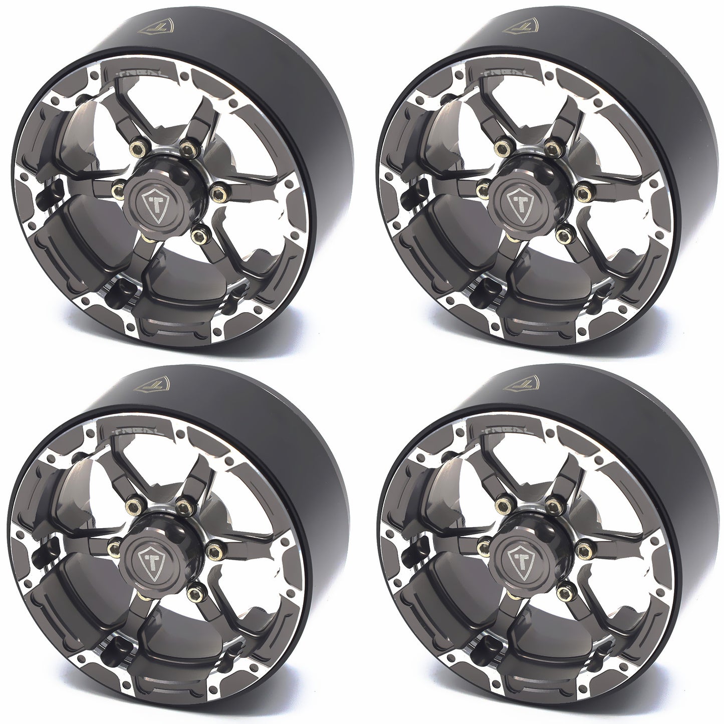 TREAL 1.9 Beadlock Wheels 1.9 inch Wheels (4P) CNC Machined for 1:10 RC Crawlers Type B