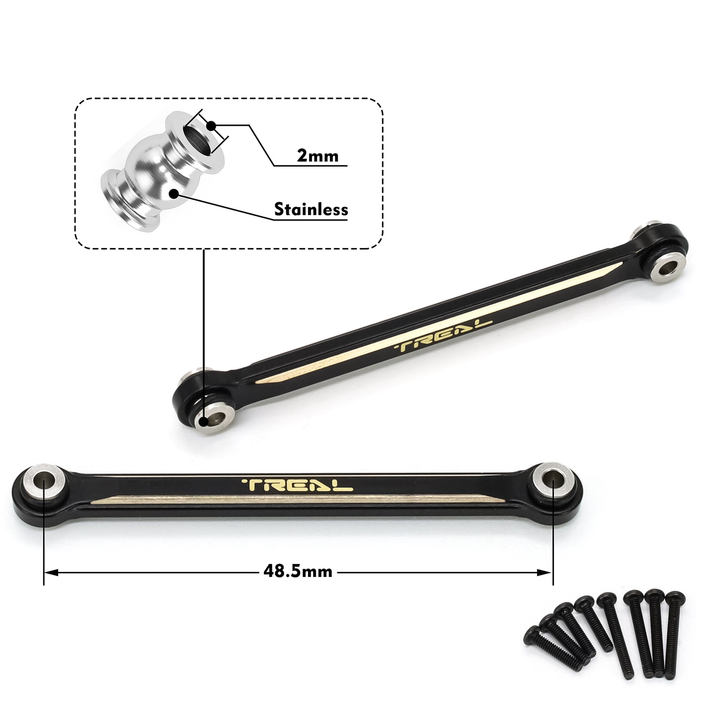 TREAL Brass FCX24 Lower Links Set (4pcs) Lower Chassis 4-Links for FMS FCX24 1:24