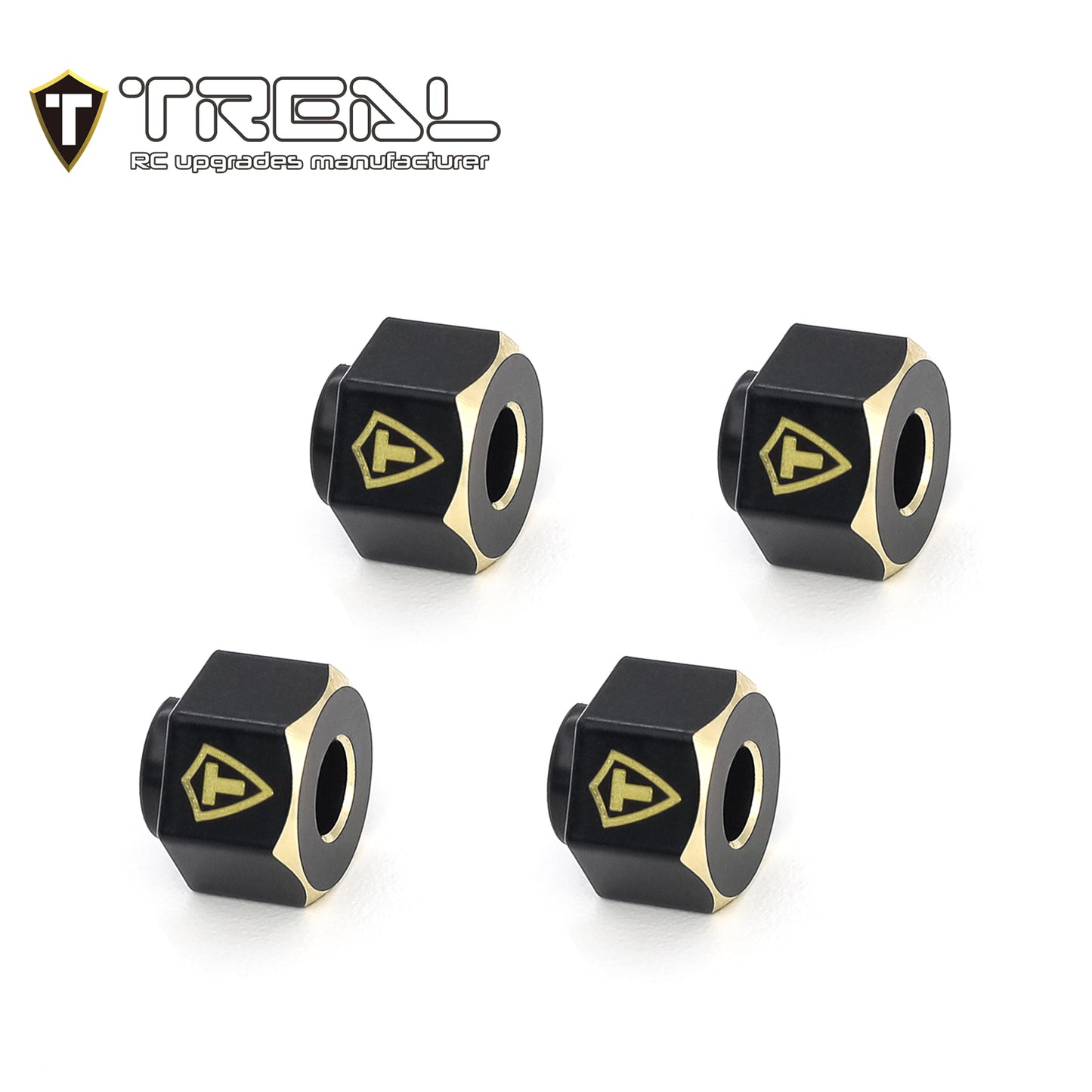 TREAL Brass Wheel Hubs 7mm*6mm Hex, 1g/pc (4pcs) for 1/18 TRX4M Defender and Bronco (Black)
