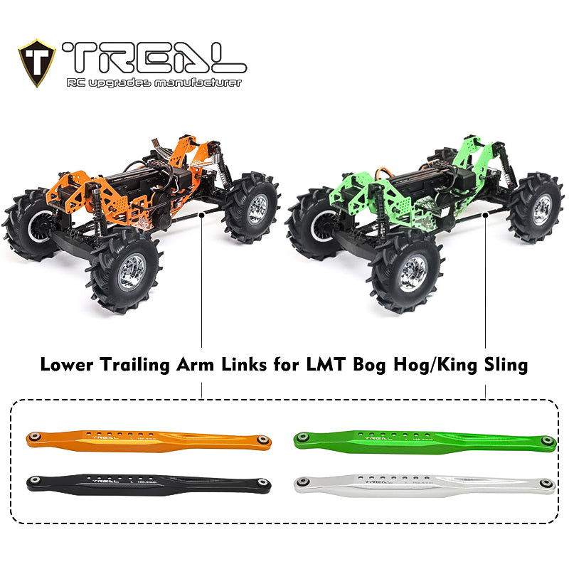 TREAL Lower 4 Trailing Arms Links Set, Aluminum 7075 Lower Chassis Links for Losi LMT 4WD Solid Axle Mega Truck Bog Hog/King Sling