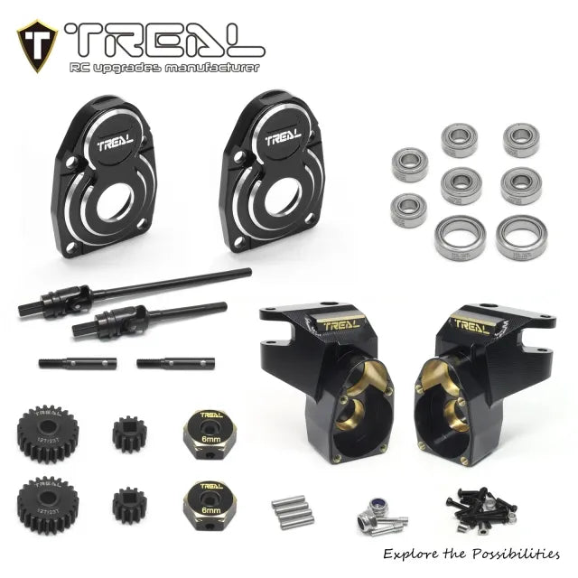 TREAL SCX10 Pro Front Axle Portals Kit Compelete Set w CVD shafts for Axial SCX10 PRO Comp axles