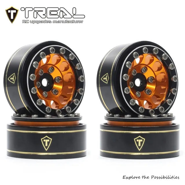TREAL 1.0 Beadlock Wheels 12 Spokes Classic Rims (4P) for SCX24 AX24 FCX24 TRX4M 1/24 1/18 Crawler Car-Type I