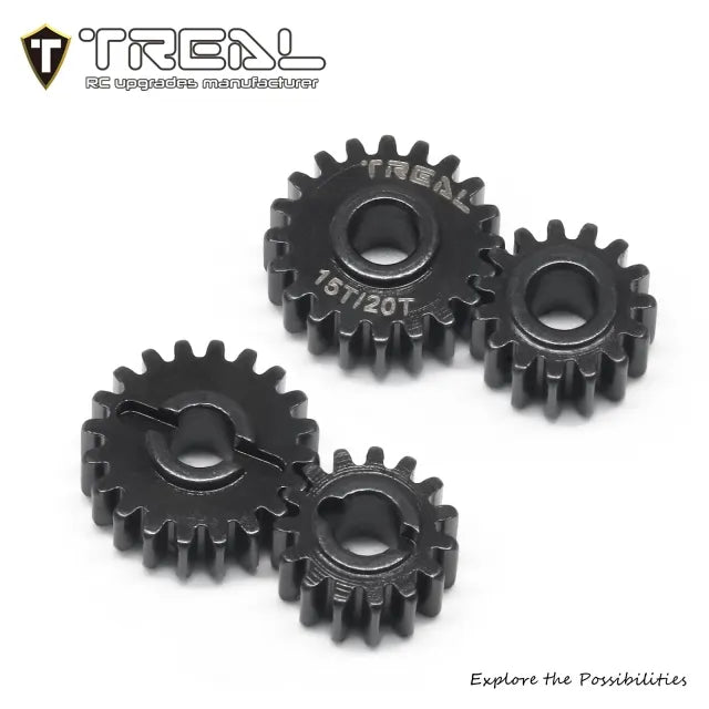 TREAL FCX24 Overdrive Portal Gears Harden Steel Metal OD Portal Drive Gears Set 15T/20T (8P) for 1/24 FMS FCX24, Overdrive 12%