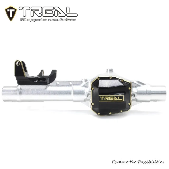 TREAL SCX10 Pro Aluminum 7075 Front Axle Housing w Tubes Brass Diff Cover Upgrades for Axial 1/10th SCX10 PRO Comp Kit