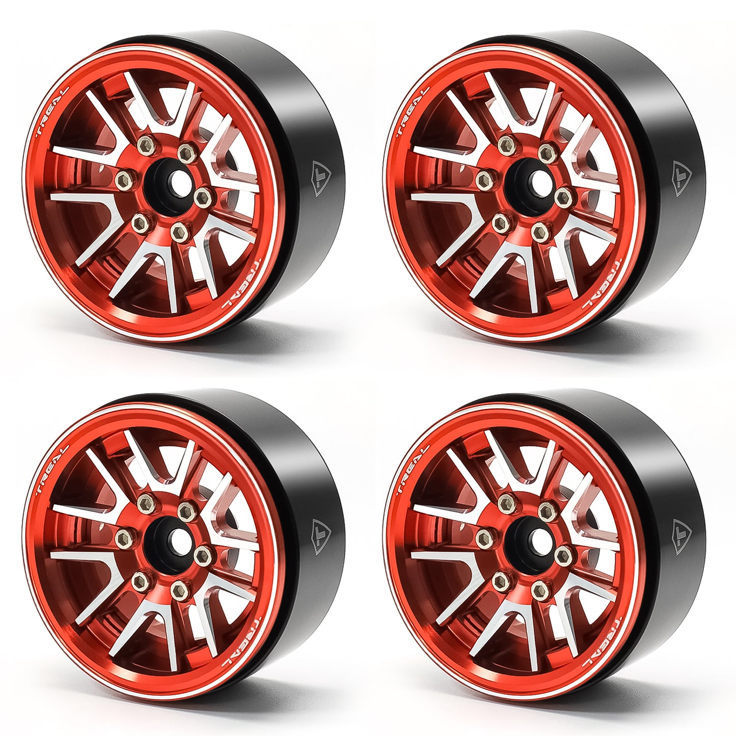 TREAL 1.9" Beadlock Wheel Rims (4pcs) for 1:10 RC Crawler Axial SCX10 III SCX10 II TRX-4 RC Car -Type L