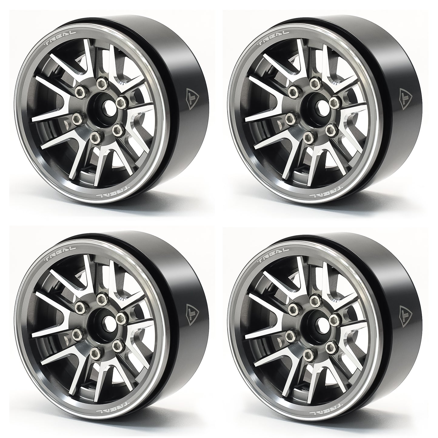 TREAL 1.9" Beadlock Wheel Rims (4pcs) for 1:10 RC Crawler Axial SCX10 III SCX10 II TRX-4 RC Car -Type L