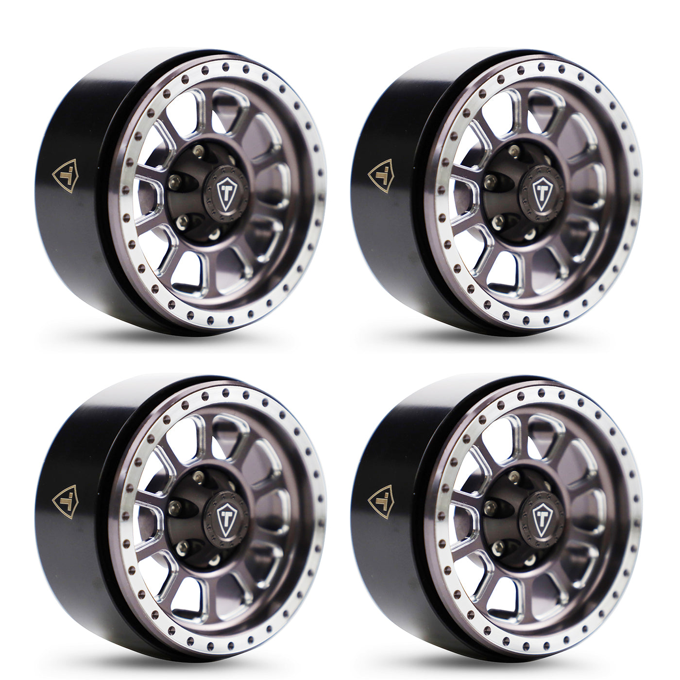 Treal 1.9 Beadlock Wheel Rims Heavy Duty CNC Aluminum 4pcs-Set for 1:10 RC Crawler TRX-4 Axial SCX10 II -Type C