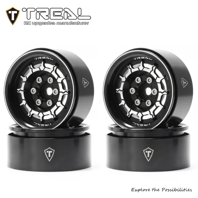 TREAL 1.9" Beadlock Wheel Rims (4pcs) for 1:10 RC Crawler Axial SCX10 III SCX10 II TRX-4 RC Car -Type M (v2)
