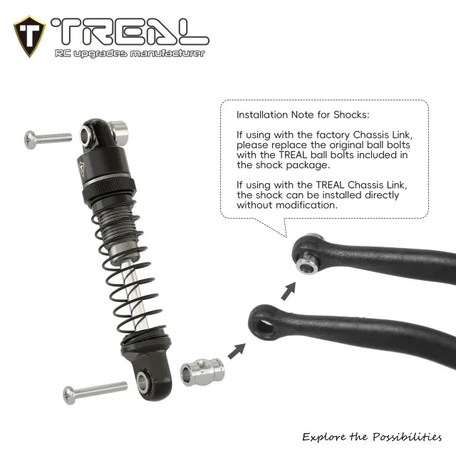 TREAL Aluminum Adjustable Dampers (4P) 26mm for Axial SCX30