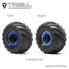 TREAL Aluminum 7075 Extended Wheel Hubs Widen Adaptors 15mm for 1/18 TRX4MT High Trail Wheels