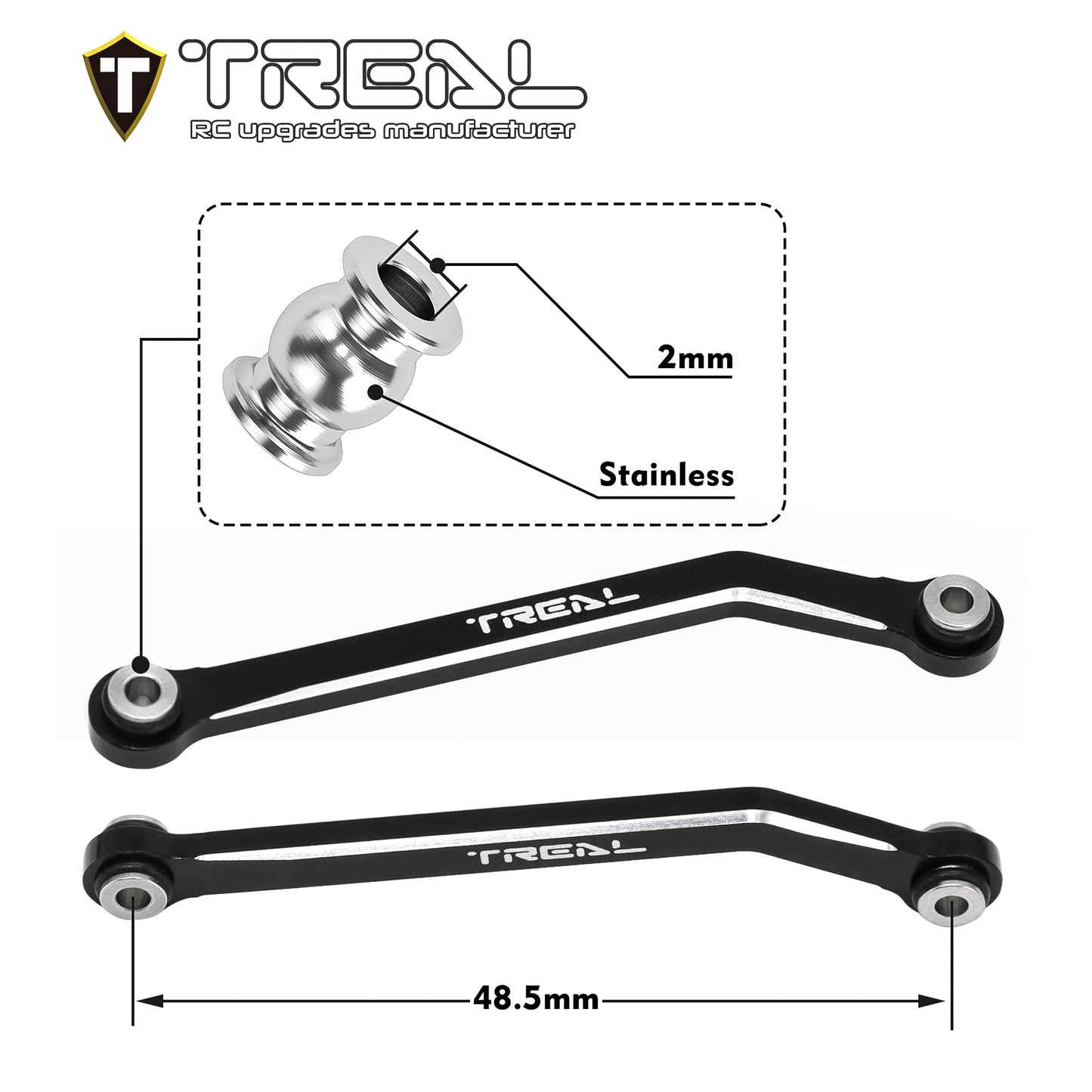 TREAL FCX24 High Clearance Links, Aluminum 7075 Chassis Lower Linkages (4p) for 1/24 FMS FCX24