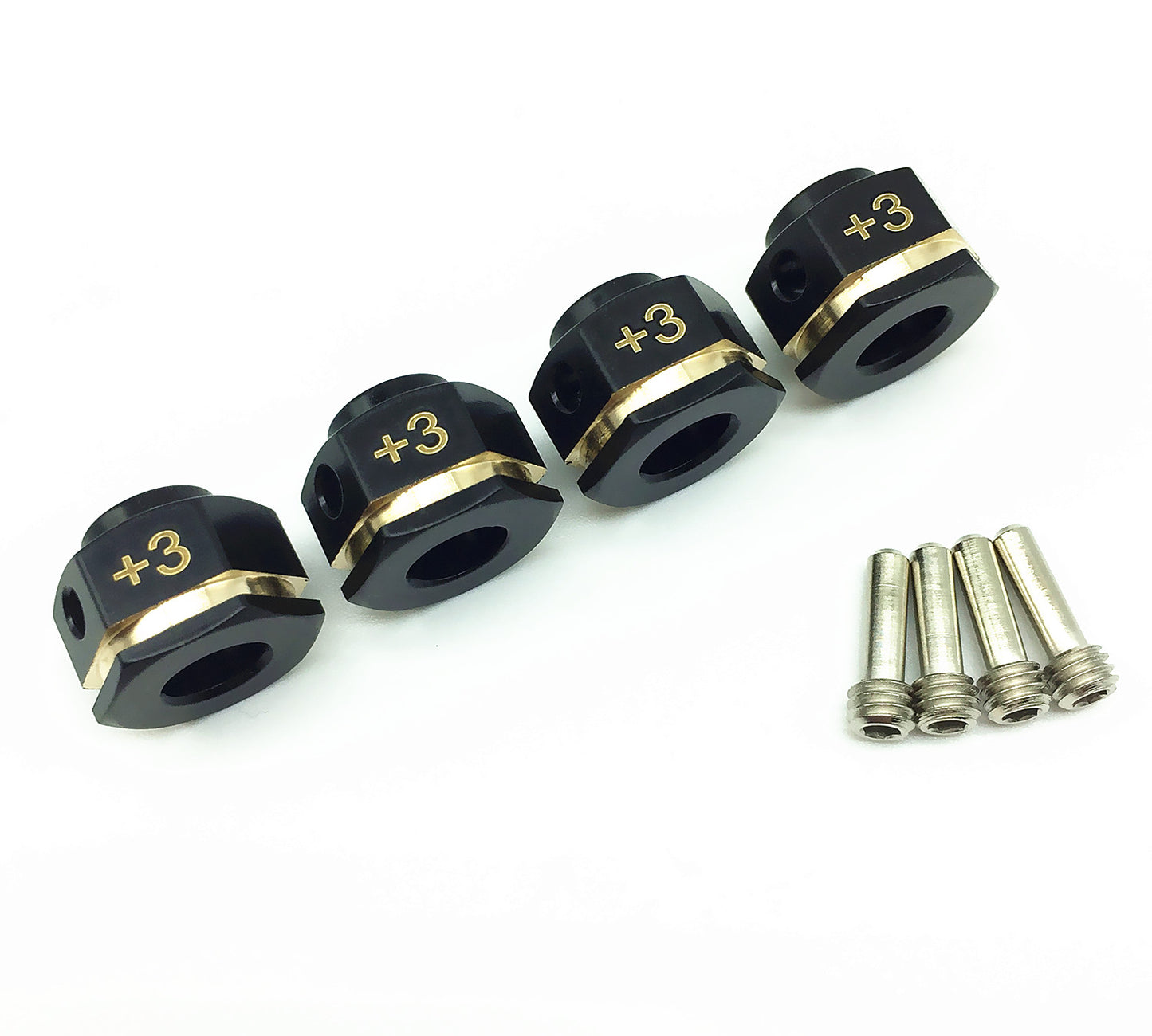 Treal Brass Widen Wheel Hubs Hex Pins Blackening 4pcs-Set for TRX-4 RC Car +3mm Black