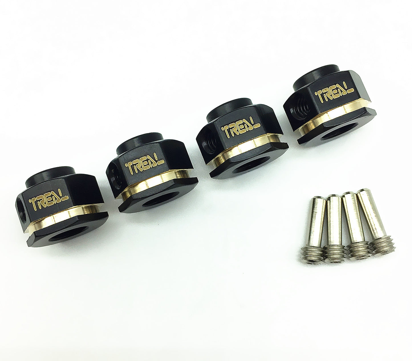 Treal Brass Widen Wheel Hubs Hex Pins Blackening 4pcs-Set for TRX-4 RC Car +3mm Black