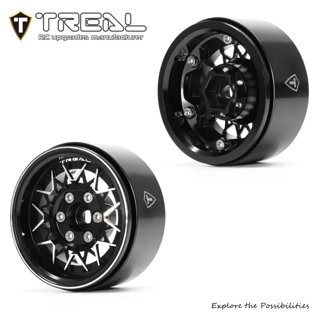 TREAL 1.9 Beadlock Wheels RC Wheel lattice Rims(4P) compatible with 1/10 Crawler TRX4 SCX10 III Ascent-Type V