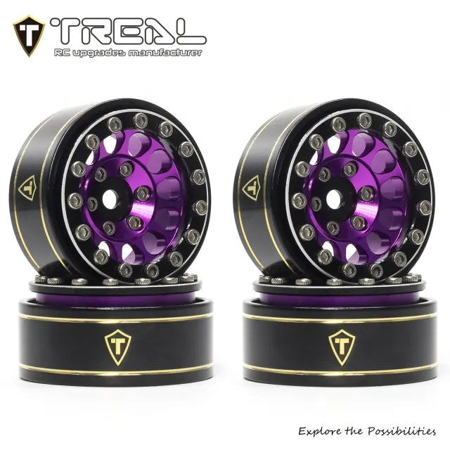 TREAL 1.0 Beadlock Wheels 12 Spokes Classic Rims (4P) for SCX24 AX24 FCX24 TRX4M 1/24 1/18 Crawler Car-Type I