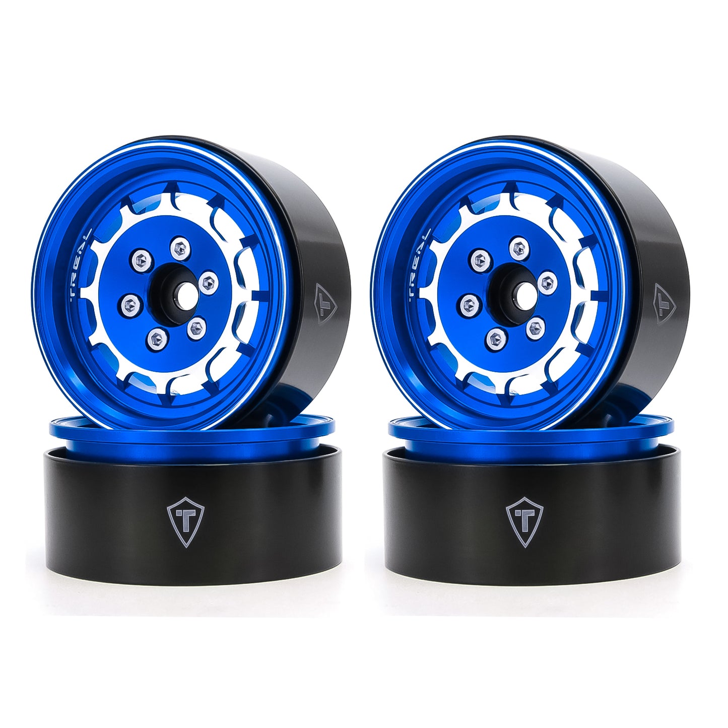 TREAL 1.9" Beadlock Wheel Rims (4pcs) for 1:10 RC Crawler Axial SCX10 III SCX10 II TRX-4 RC Car -Type M (DD)