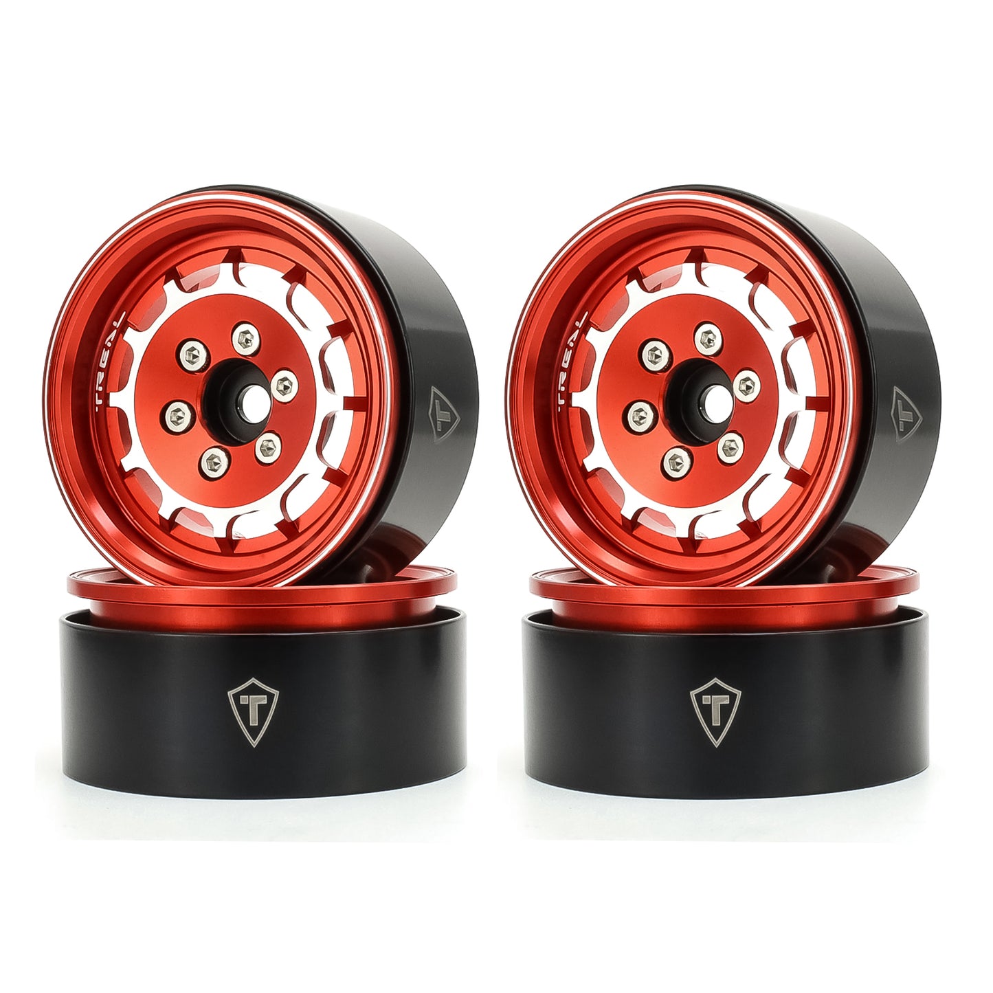 TREAL 1.9" Beadlock Wheel Rims (4pcs) for 1:10 RC Crawler Axial SCX10 III SCX10 II TRX-4 RC Car -Type M (DD)