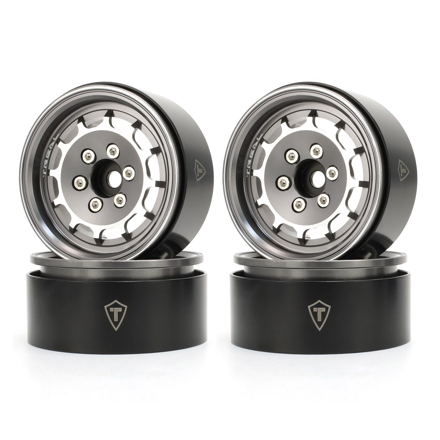 TREAL 1.9" Beadlock Wheel Rims (4pcs) for 1:10 RC Crawler Axial SCX10 III SCX10 II TRX-4 RC Car -Type M (DD)