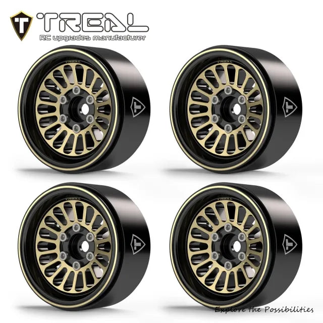 TREAL 1.9 Brass Beadlock Wheels Heavy Weights(215g/0.47lb per wheel) for 1/10 Scale Crawlers TRX4 SCX10 III Gen8 Ascent H10 VS4-10