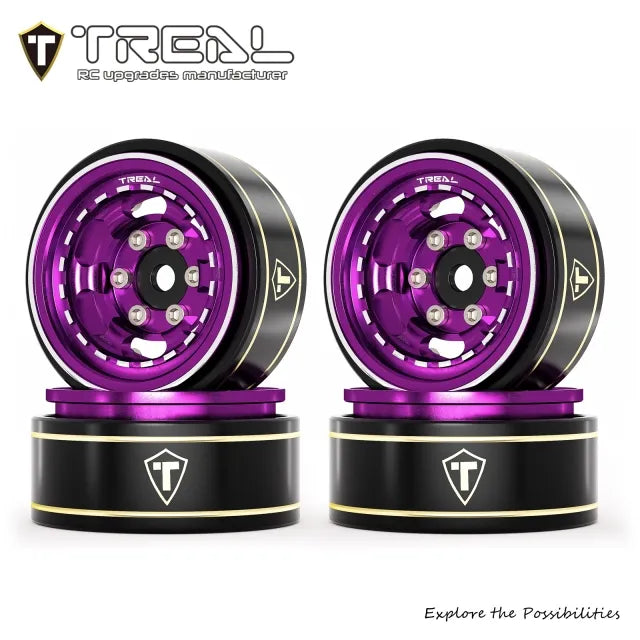 TREAL 1.0 Beadlock Wheels Aluminium Wheel Rims for SCX24 TRX4M FCX24 1/24 1/18 RC Crawler -Type H