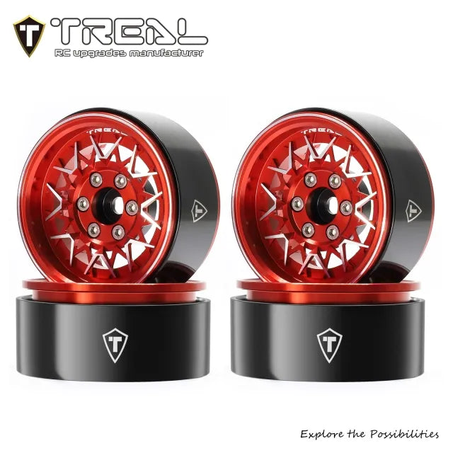 TREAL 1.9 Beadlock Wheels RC Wheel lattice Rims(4P) compatible with 1/10 Crawler TRX4 SCX10 III Ascent-Type V