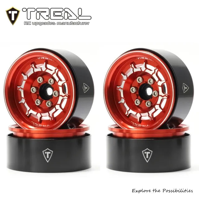 TREAL 1.9" Beadlock Wheel Rims (4pcs) for 1:10 RC Crawler Axial SCX10 III SCX10 II TRX-4 RC Car -Type M (v2)