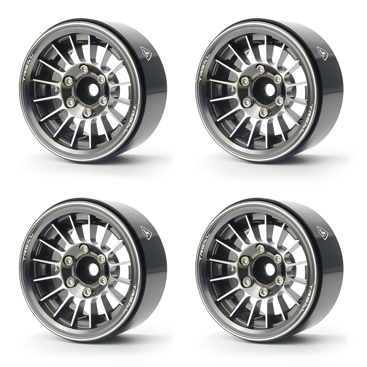 TREAL 1.9" Beadlock Wheels (4) Multi Spoke Rim Crawler Wheels for 1/10 SCX10 III TRX-4 RC Trucks-Type J