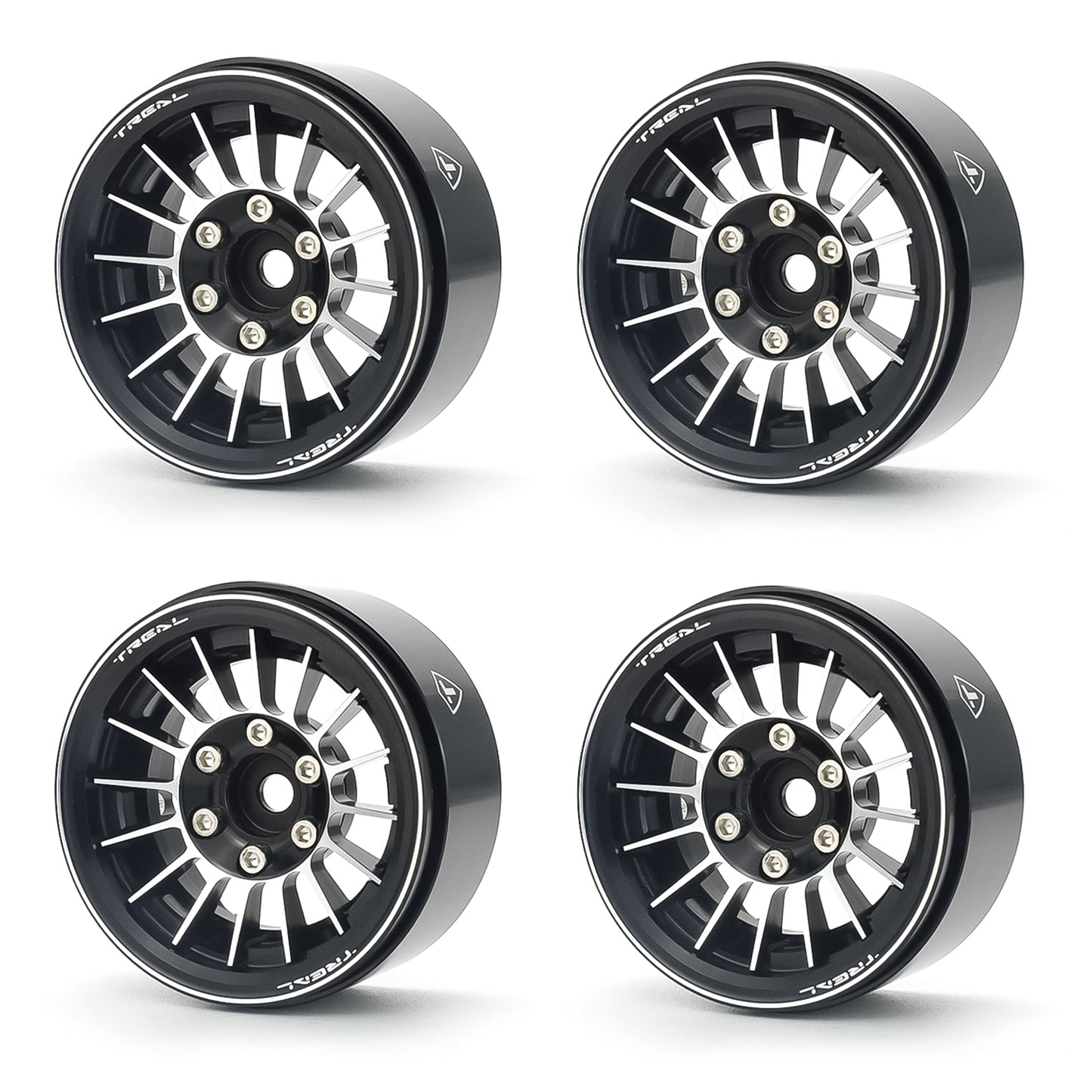 TREAL 1.9" Beadlock Wheels (4) Multi Spoke Rim Crawler Wheels for 1/10 SCX10 III TRX-4 RC Trucks-Type J