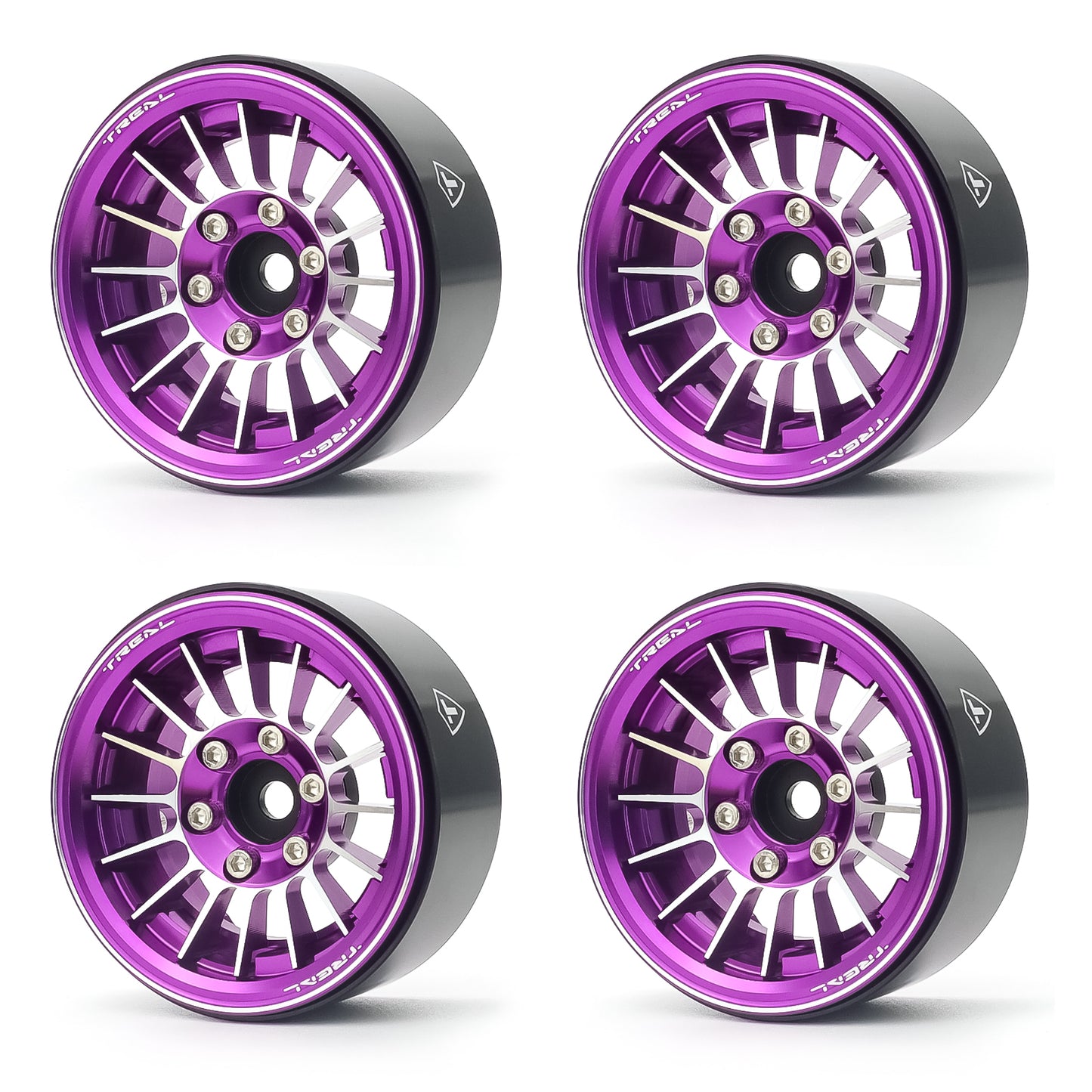 TREAL 1.9" Beadlock Wheels (4) Multi Spoke Rim Crawler Wheels for 1/10 SCX10 III TRX-4 RC Trucks-Type J