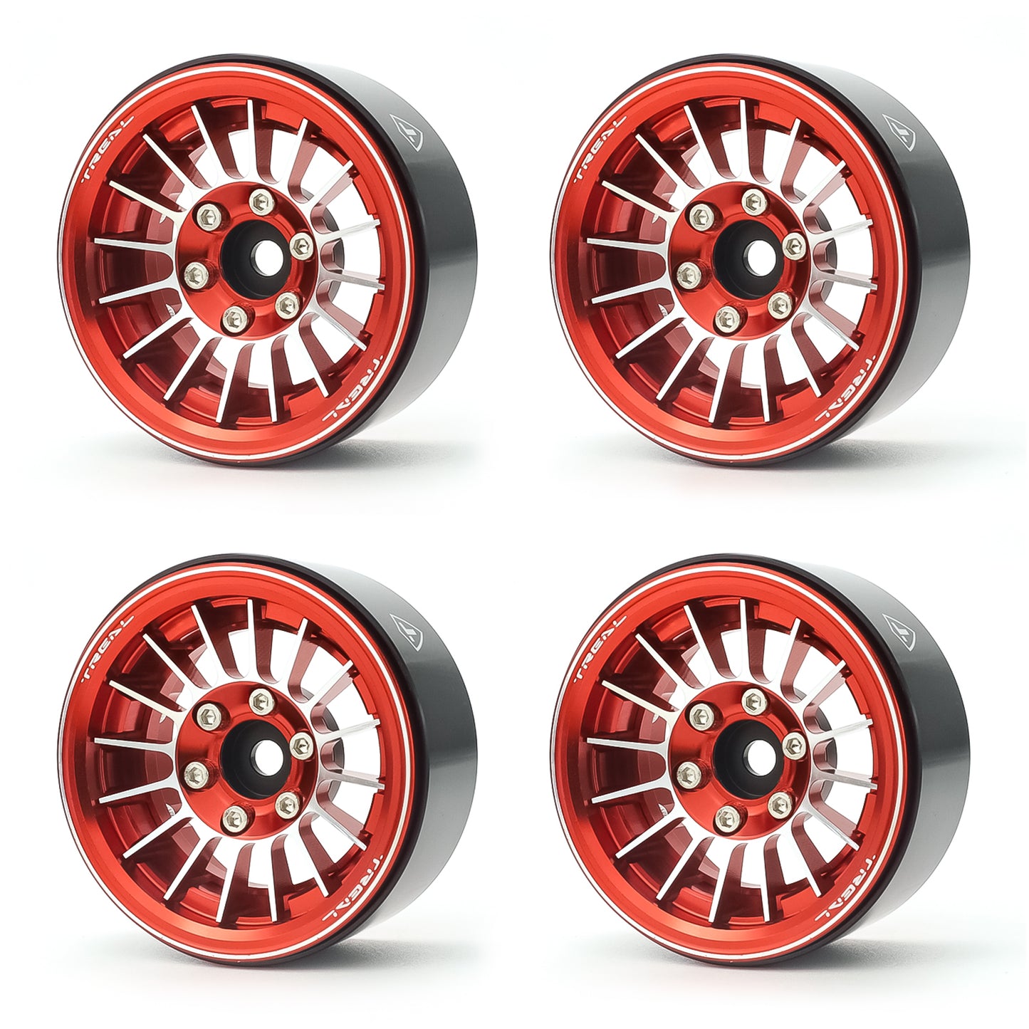 TREAL 1.9" Beadlock Wheels (4) Multi Spoke Rim Crawler Wheels for 1/10 SCX10 III TRX-4 RC Trucks-Type J