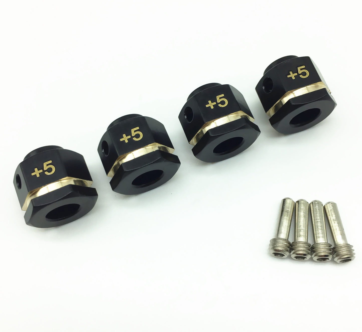 Treal Brass Extended Wheel Hubs Hex Pins Blackening 4pcs-Set for TRX-4 RC Car +5mm Black