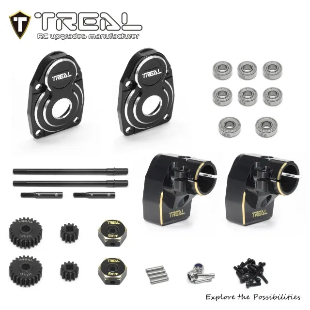 TREAL SCX10 Pro Rear Axle Portals Kit Complete Set w stub axle shafts for Axial SCX10 PRO Comp axles