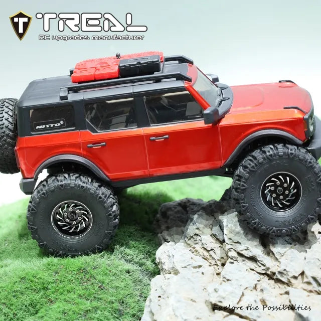TREAL 1.0 Beadlock Wheels (4P-Pack) Whirlwind Style for 1/24 SCX24 AX24 1/18 TRX4M RC Crawlers -Type L