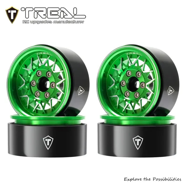 TREAL 1.9 Beadlock Wheels RC Wheel lattice Rims(4P) compatible with 1/10 Crawler TRX4 SCX10 III Ascent-Type V