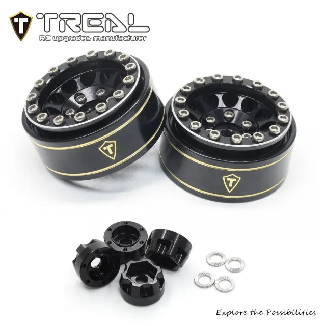 TREAL 1.0 Beadlock Wheels 12 Spokes Classic Rims (4P) for SCX24 AX24 FCX24 TRX4M 1/24 1/18 Crawler Car-Type I