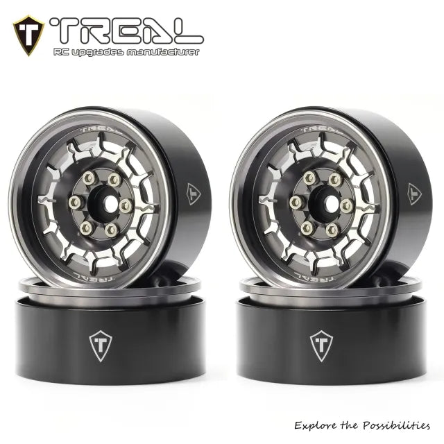 TREAL 1.9" Beadlock Wheel Rims (4pcs) for 1:10 RC Crawler Axial SCX10 III SCX10 II TRX-4 RC Car -Type M (v2)
