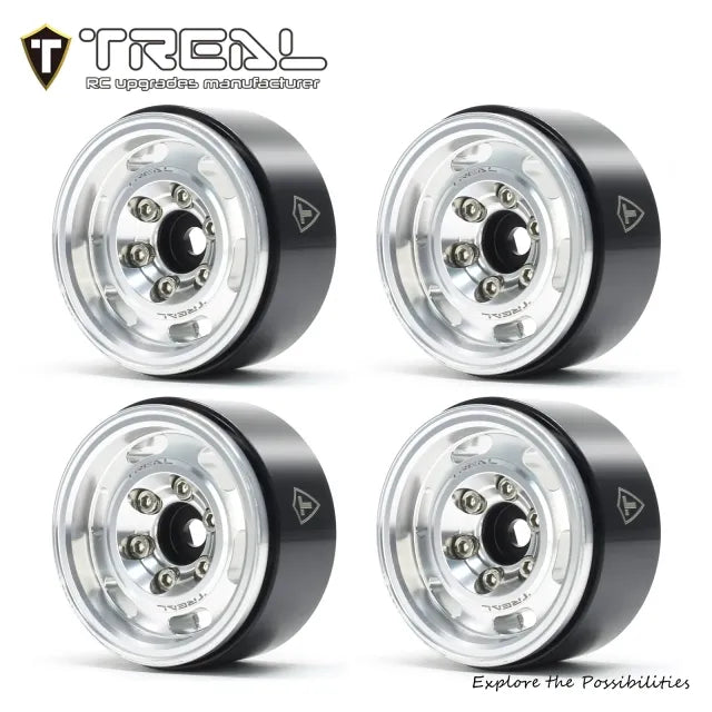 TREAL 1.55 Beadlock Wheels Vintage Wheels (4pcs) CNC Metal Wheel Upgrades for 1/10 RC Crawler Car-Type C