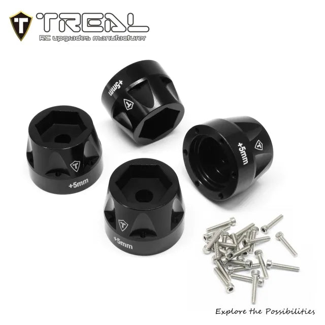 TREAL SCX6 Wheel Hex Hub Extended +5mm/+10mm Wheel Adapter Extension Set4pcs for 1/6 SCX6 Jeep Trail Honcho