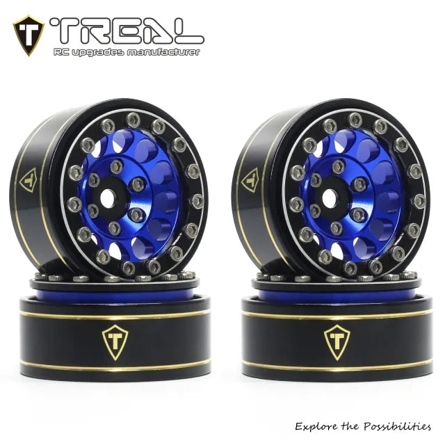 TREAL 1.0 Beadlock Wheels 12 Spokes Classic Rims (4P) for SCX24 AX24 FCX24 TRX4M 1/24 1/18 Crawler Car-Type I